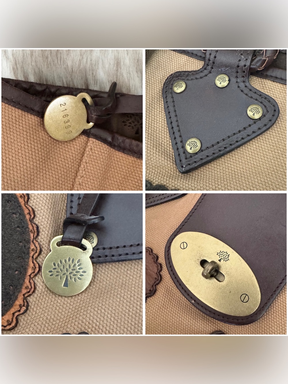 Mulberry Radeliffe Paisley Appliqué Canvas Tote in Tan and Brown - Picture 3 of 12